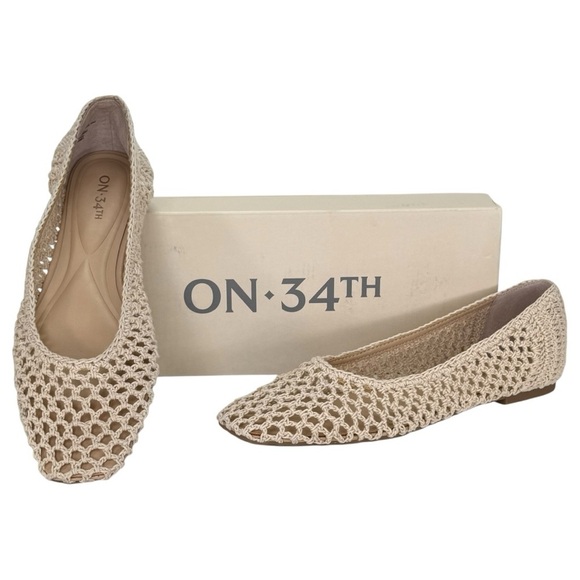 On 34th Naomie Cream Crotchet Breathable Womens Flats Size 5.5M - Picture 12 of 12